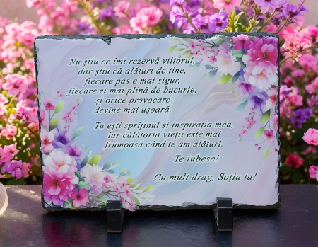 Noutati - Placa de ardezie, cu mesaj pentru sot