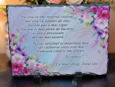 Craciun - Placa de ardezie, cu mesaj pentru sotie