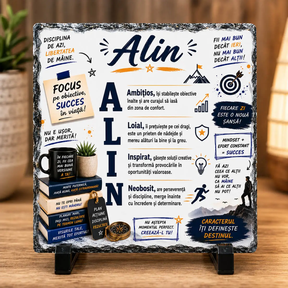Cadouri pentru barbati - Placa de ardezie personalizata cu nume- Alin