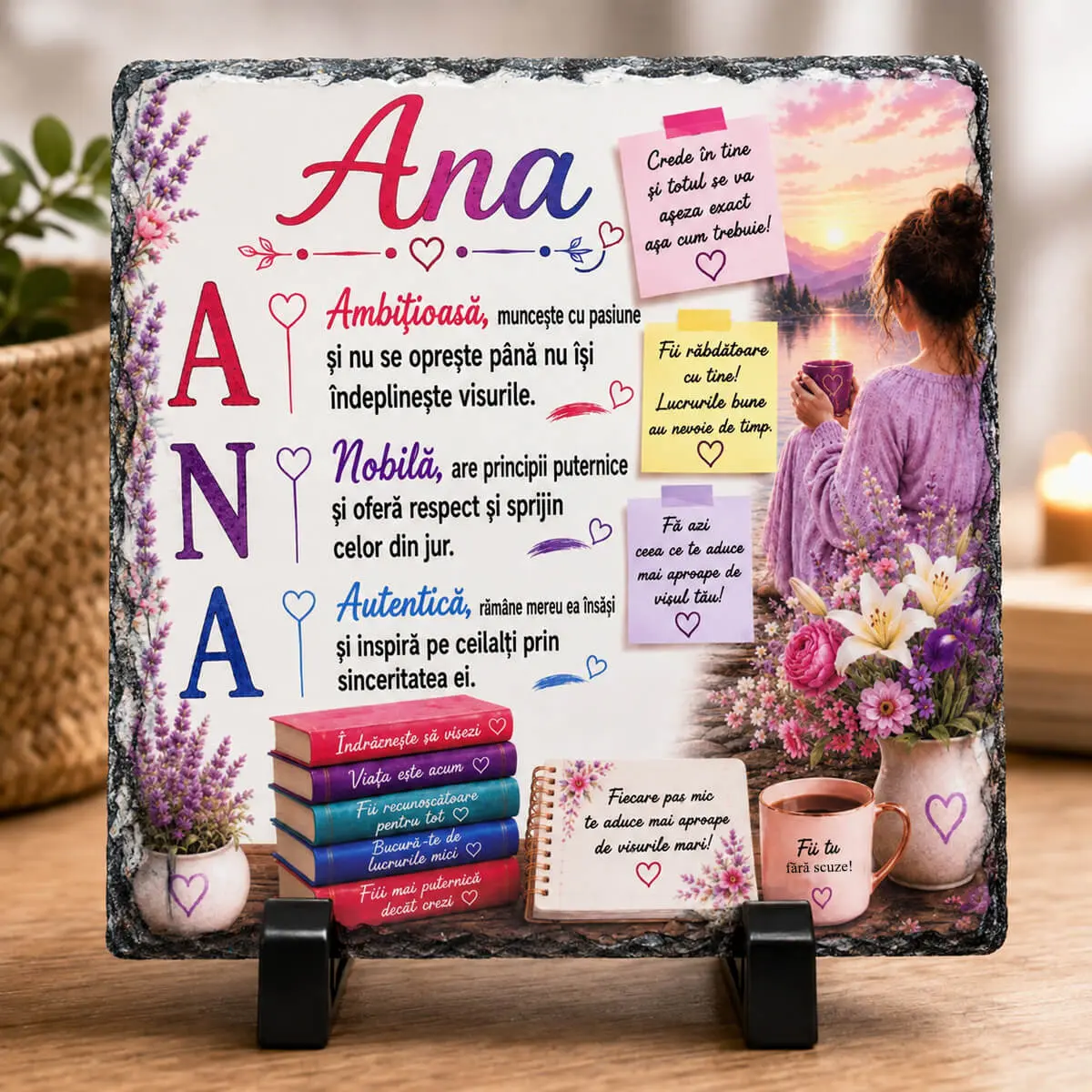 Noutăți și produse recent adăugate - Placa de ardezie personalizata cu nume- Ana