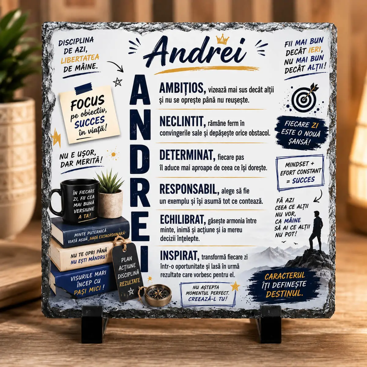 Cadouri pentru barbati - Placa de ardezie personalizata cu nume- Andrei