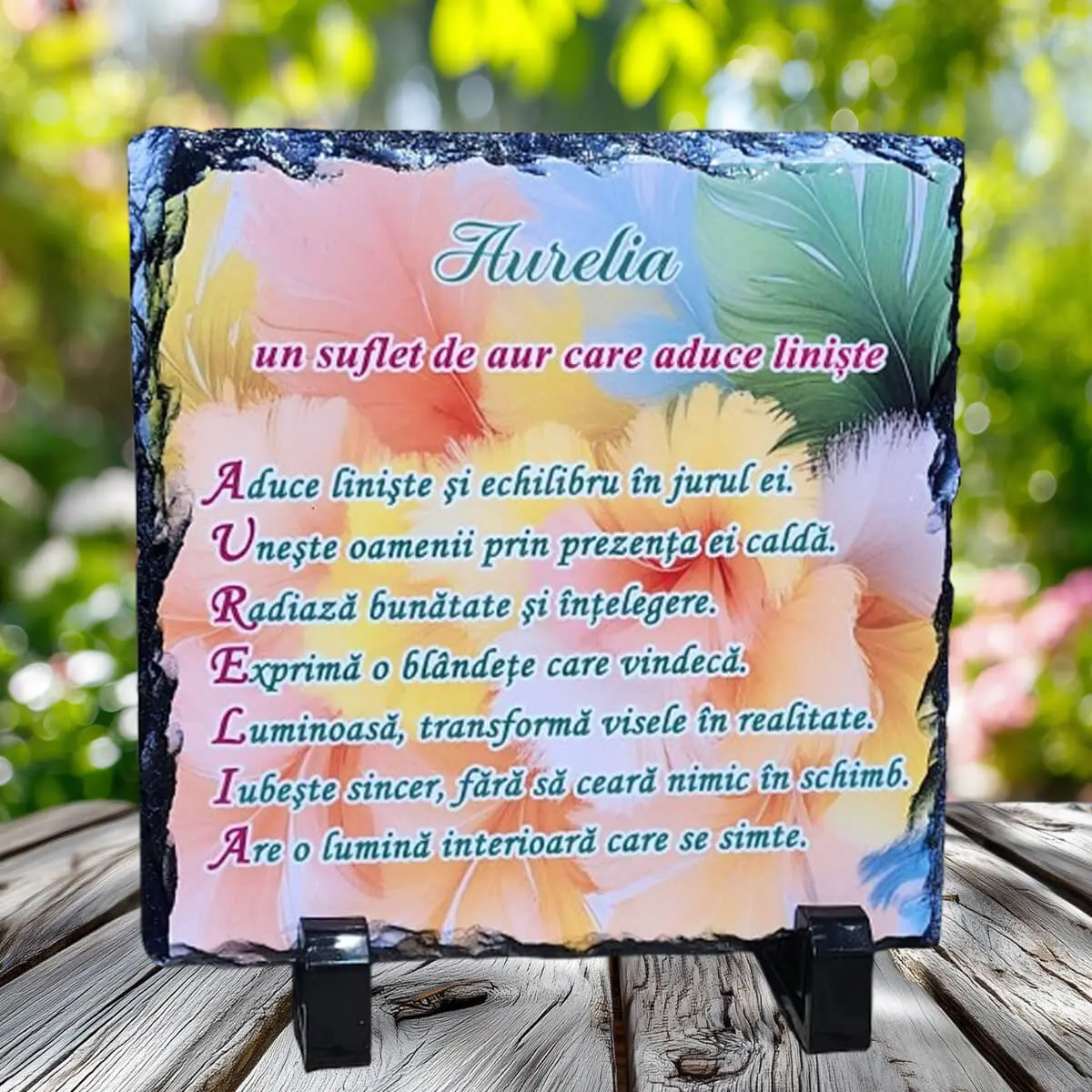 Noutati - Placa de ardezie personalizata cu nume- Aurelia