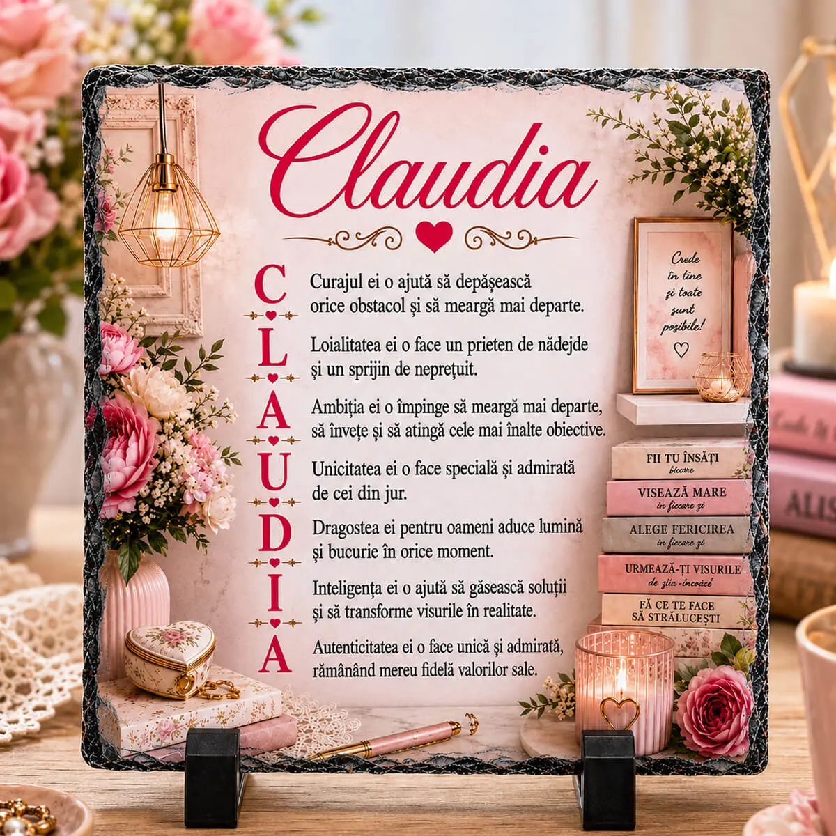 Noutati - Placa de ardezie personalizata cu nume- Claudia