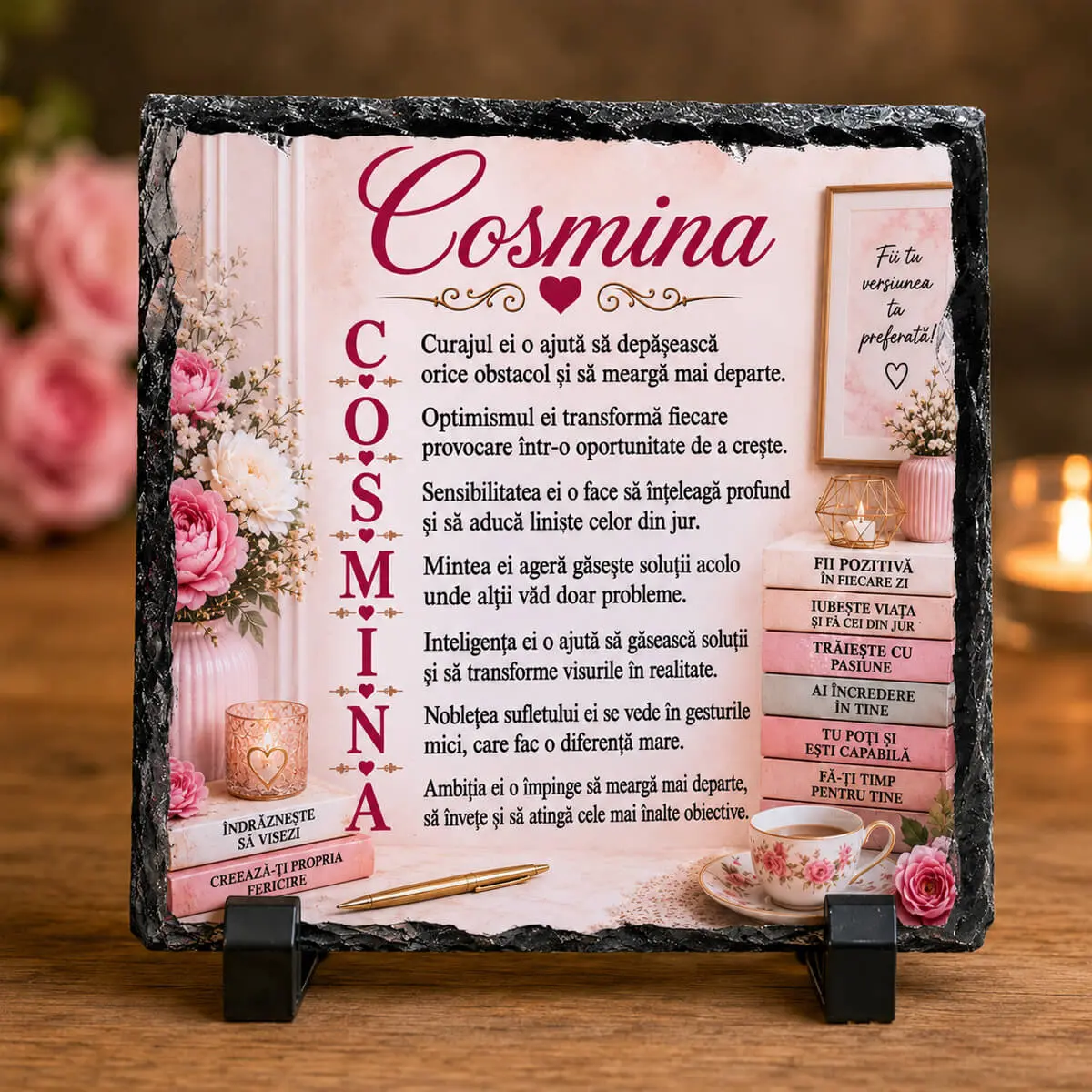 Noutati - Placa de ardezie personalizata cu nume- Cosmina