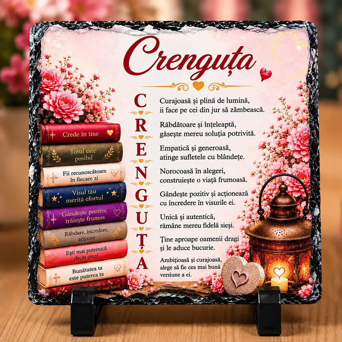 Noutati - Placa de ardezie personalizata cu nume- Crenguta