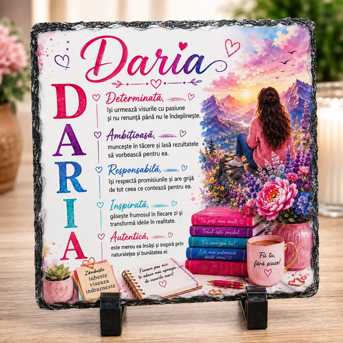 Noutăți și produse recent adăugate - Placa de ardezie personalizata cu nume- Daria