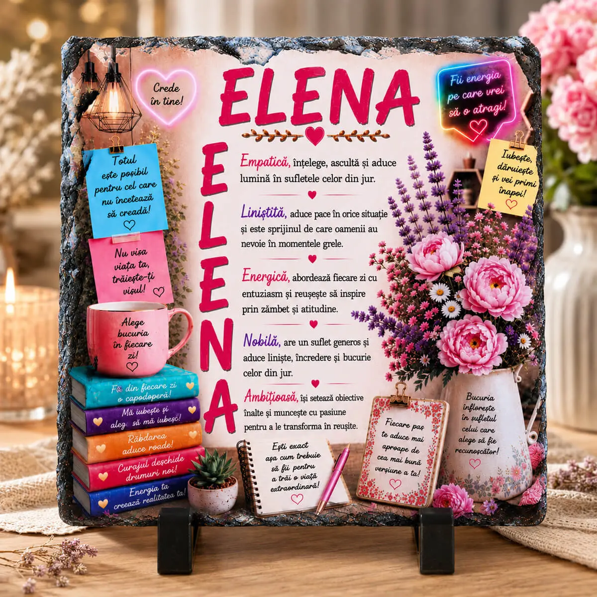 Idei de cadouri - Placa de ardezie personalizata cu nume- Elena