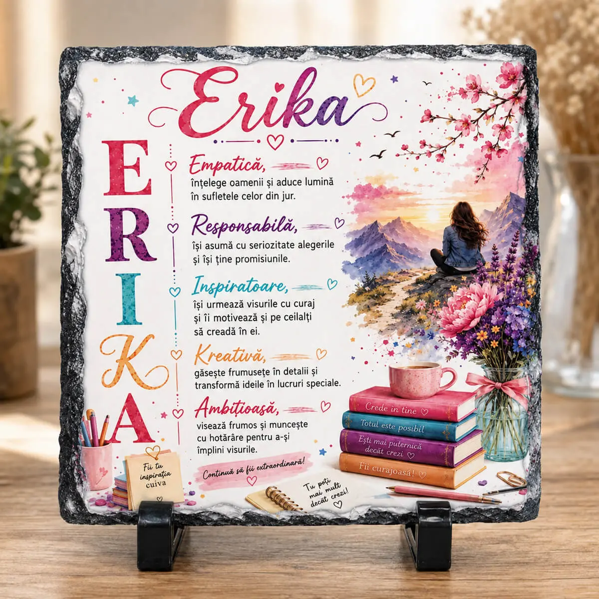 Noutăți și produse recent adăugate - Placa de ardezie personalizata cu nume- Erika