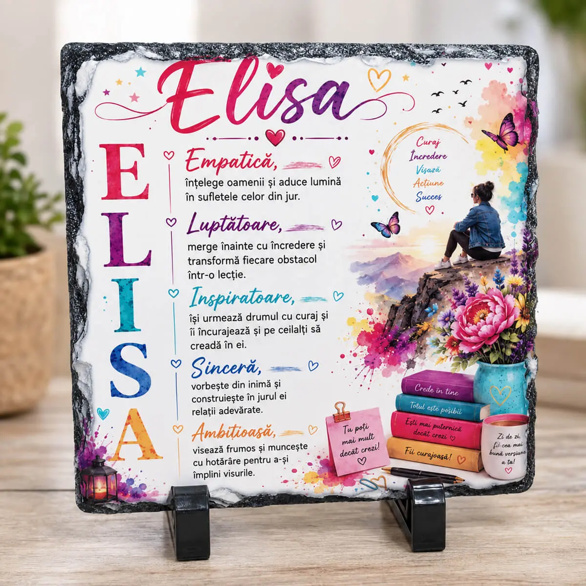 Noutăți și produse recent adăugate - Placa de ardezie personalizata cu nume- Elisa