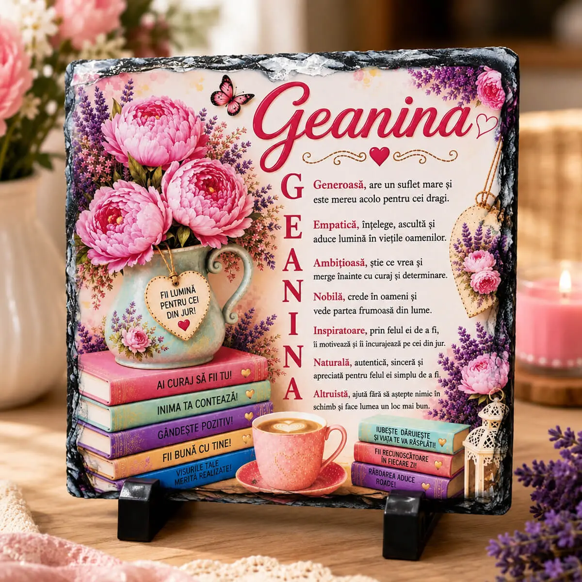 Noutati - Placa de ardezie personalizata cu nume- Geanina