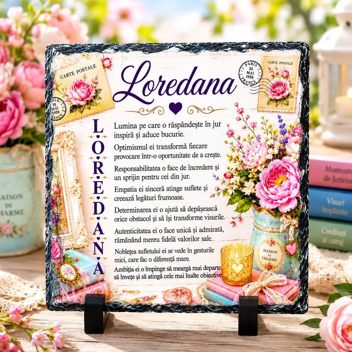 Idei de cadouri - Placa de ardezie personalizata cu nume- Loredana