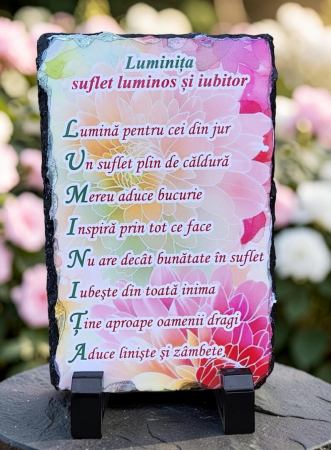 Noutati - Placa de ardezie personalizata cu nume- Luminita