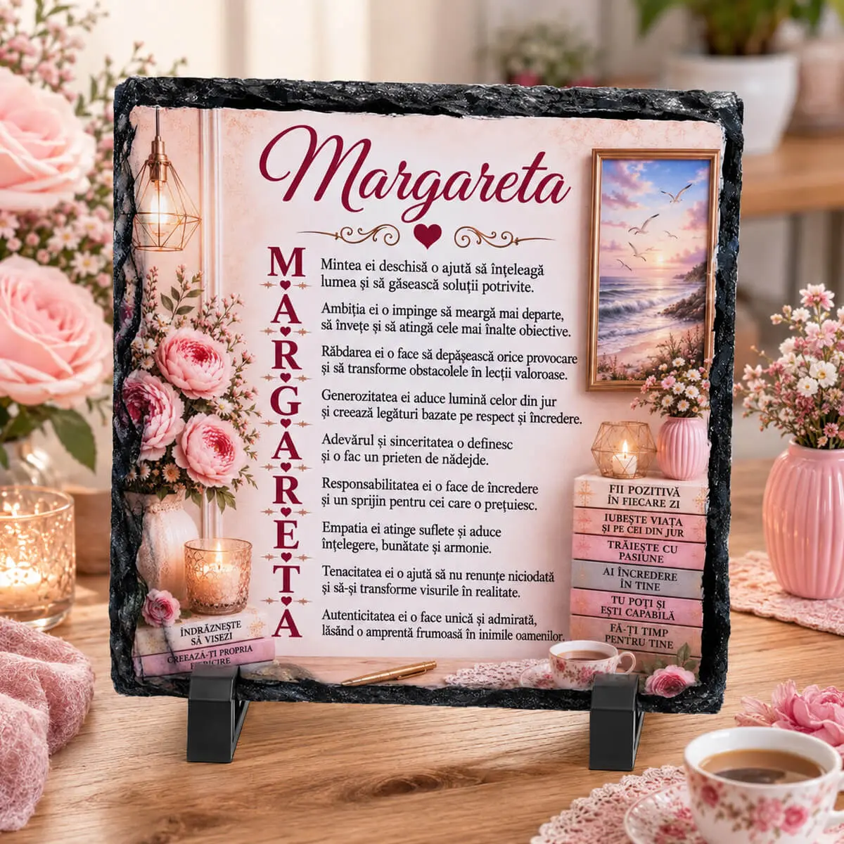 Noutati - Placa de ardezie personalizata cu nume- Margareta