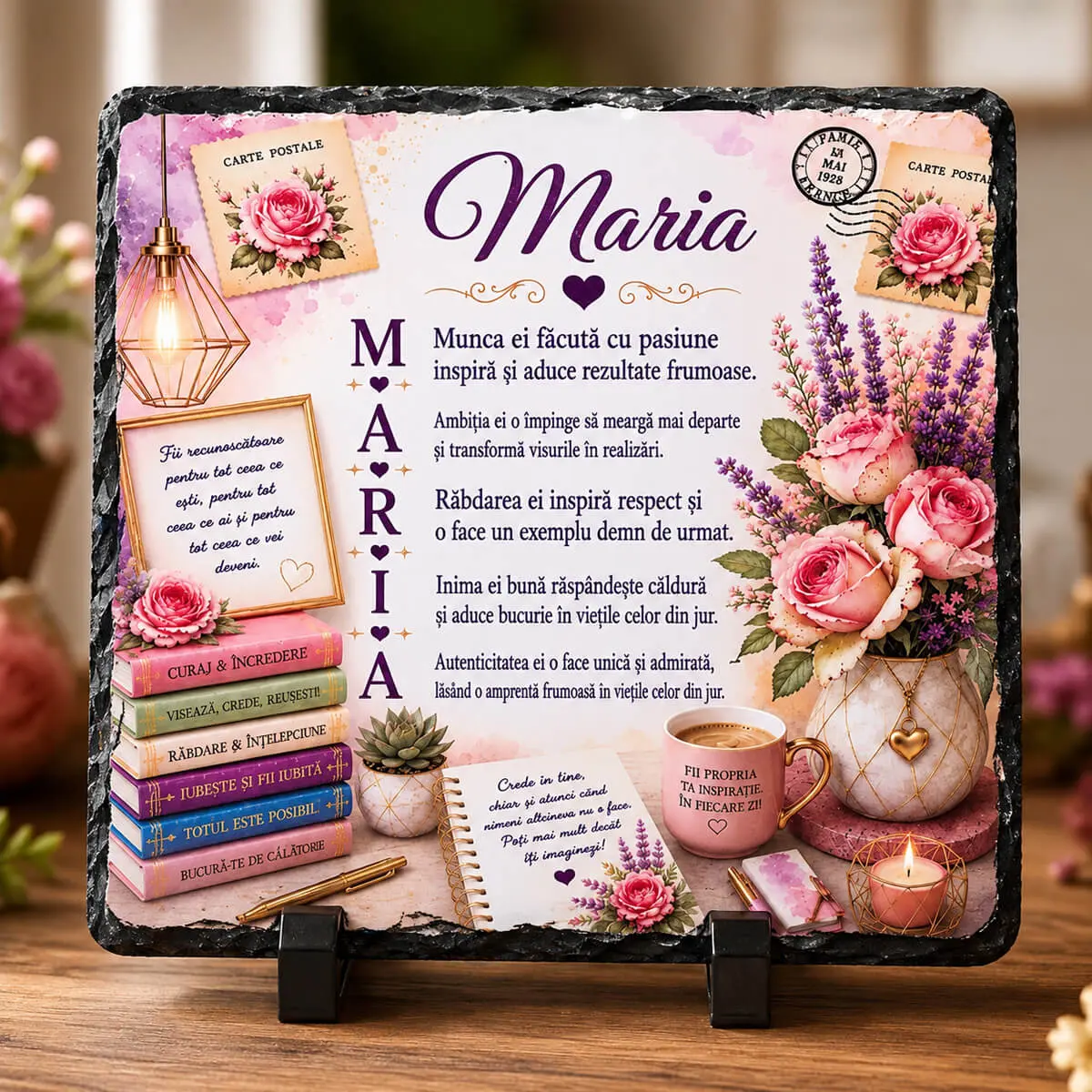 Cadouri pentru femei - Placa de ardezie personalizata cu nume- Maria