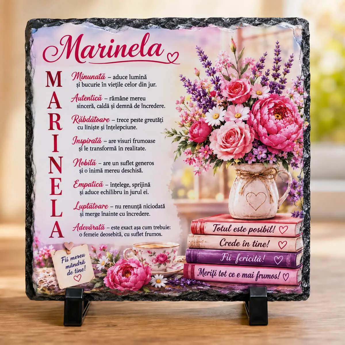 Noutăți și produse recent adăugate - Placa de ardezie personalizata cu nume- Marinela