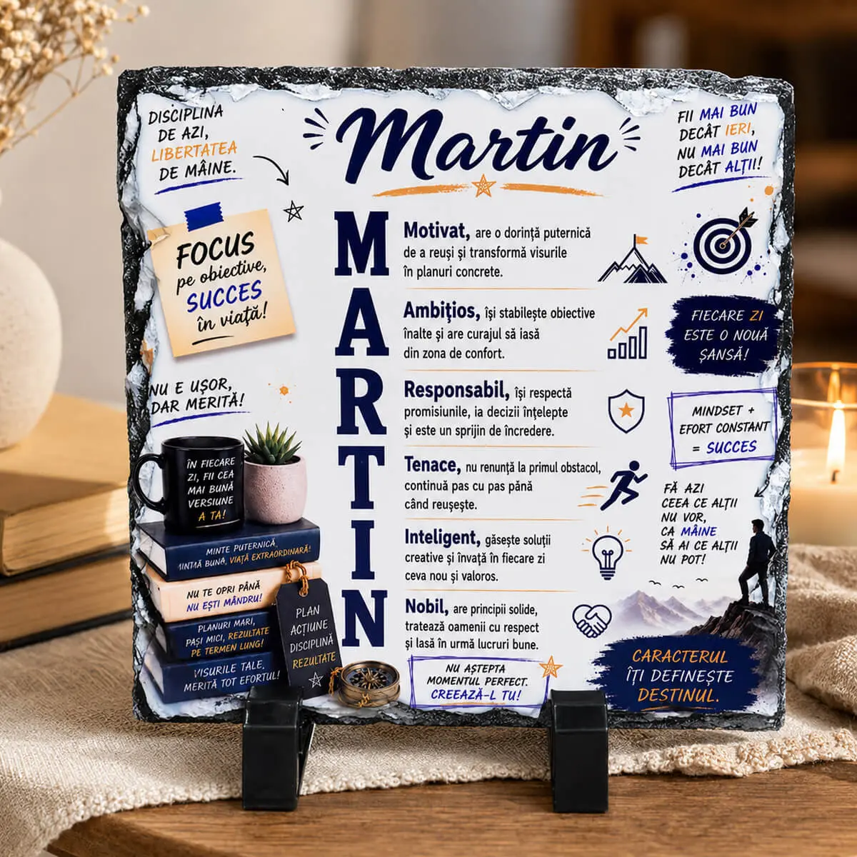 Cadouri pentru barbati - Placa de ardezie personalizata cu nume- Martin