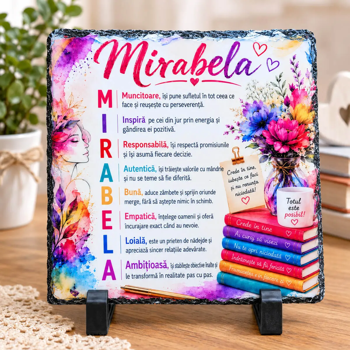 Noutăți și produse recent adăugate - Placă de ardezie personalizată Mirabela BlumaCons, 14 × 14 cm