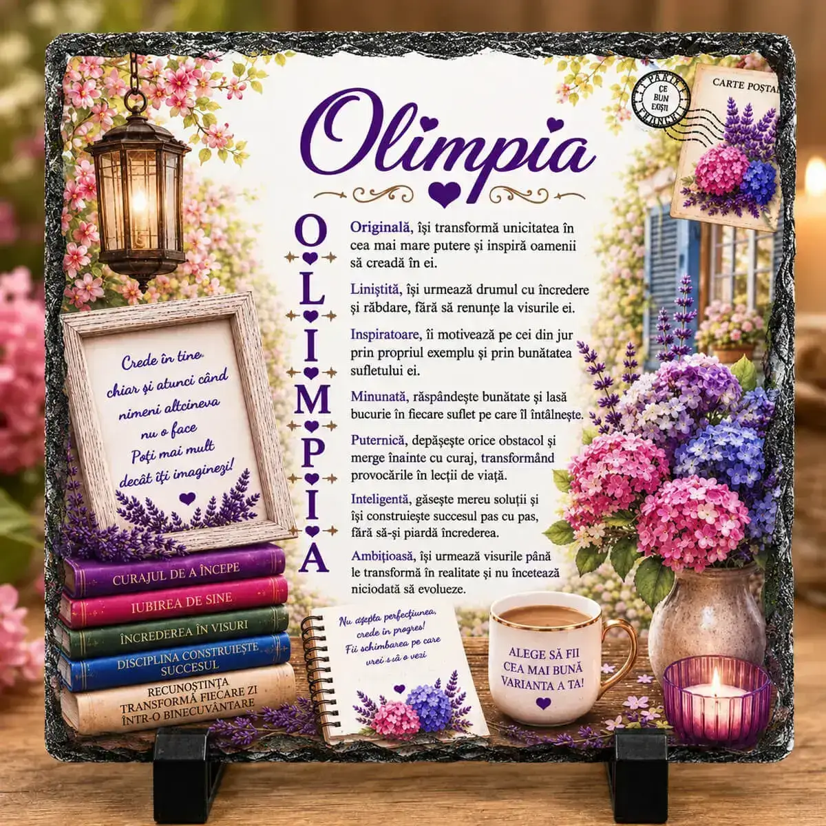 Cadouri personalizate cu nume și mesaj - Placa de ardezie personalizata cu nume- Olimpia