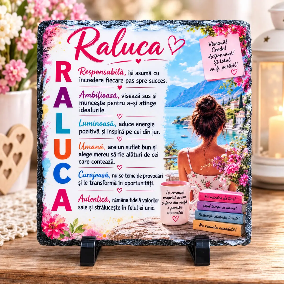Noutăți și produse recent adăugate - Placă de ardezie personalizată Raluca BlumaCons, 14 × 14 cm