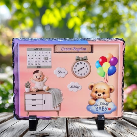 Noutati - Placa de Ardezie Personalizata pentru Bebe - Cadou si Amintire