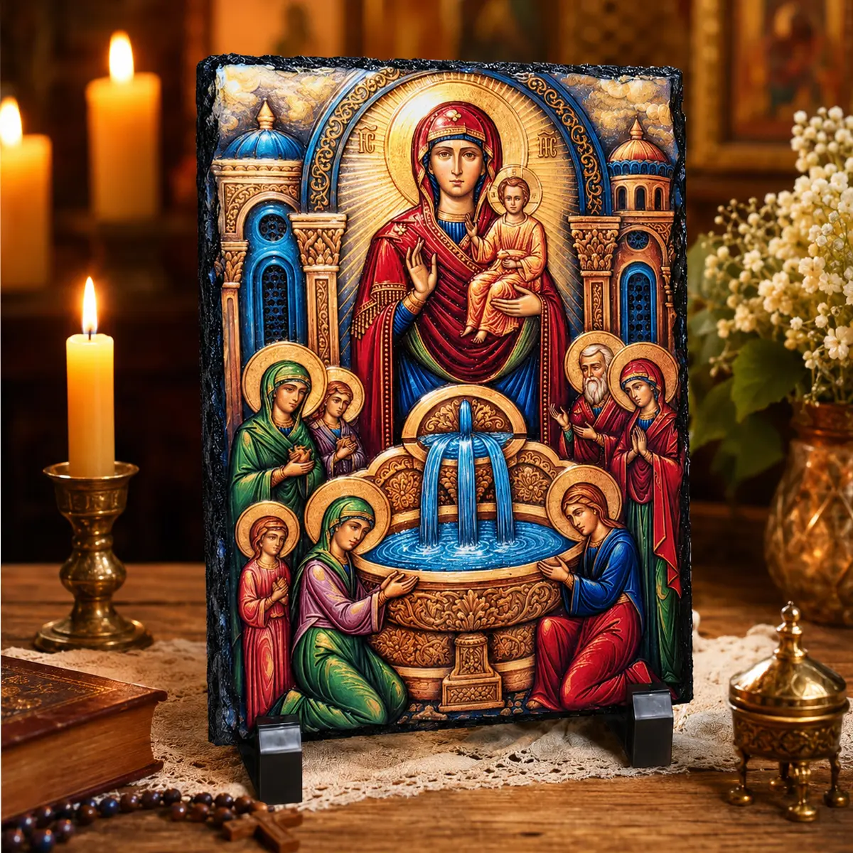 Noutati - Placa decorativa din ardezie – Icoana Izvorul Tamaduirii