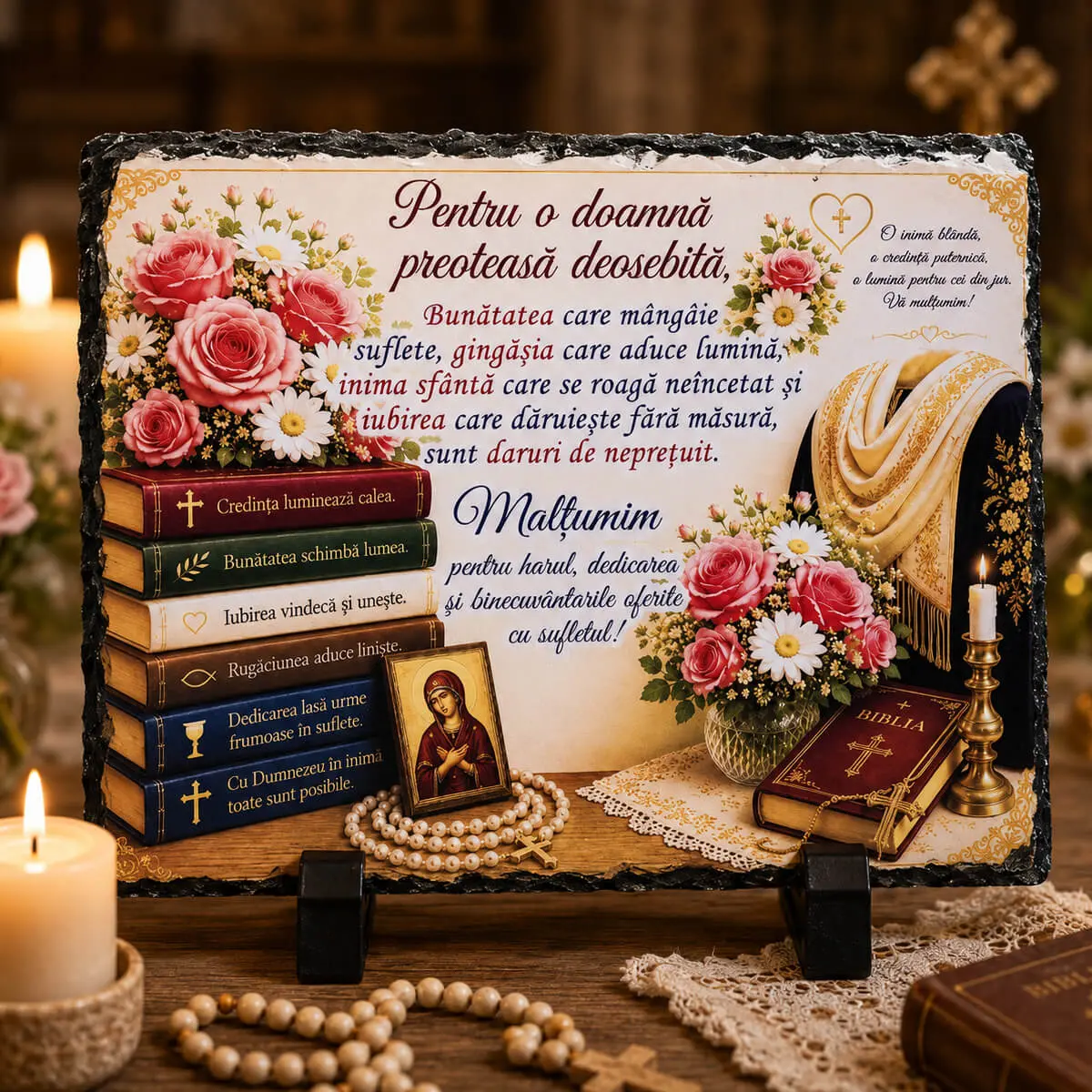 Noutati - Placa decorativa din ardezie – mesaj pentru Doamna Preoteasa