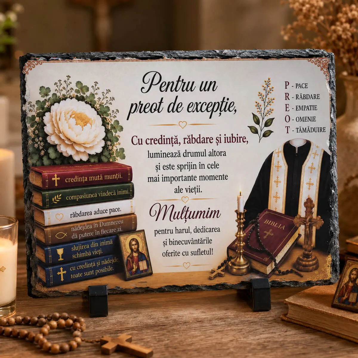 Noutati - Placa decorativa din ardezie – mesaj pentru Preot