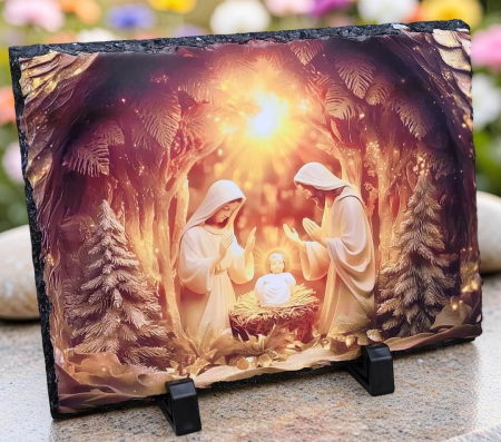 Noutati - Placa decorativa din ardezie – Scena nasterii Domnului