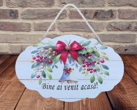 Noutati - Placa decorativa din lemn cu mesaj "Bine ai venit acasa"