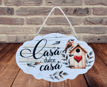 Noutati - Placa decorativa din lemn cu mesaj „Casa dulce casa”-2