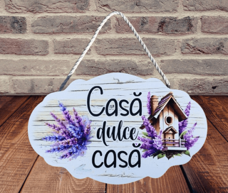 Noutati - Placa decorativa din lemn cu mesaj „Casa dulce casa”-3