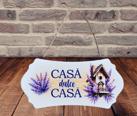 Noutati - Placa decorativa din lemn cu mesaj „Casa dulce casa”-4