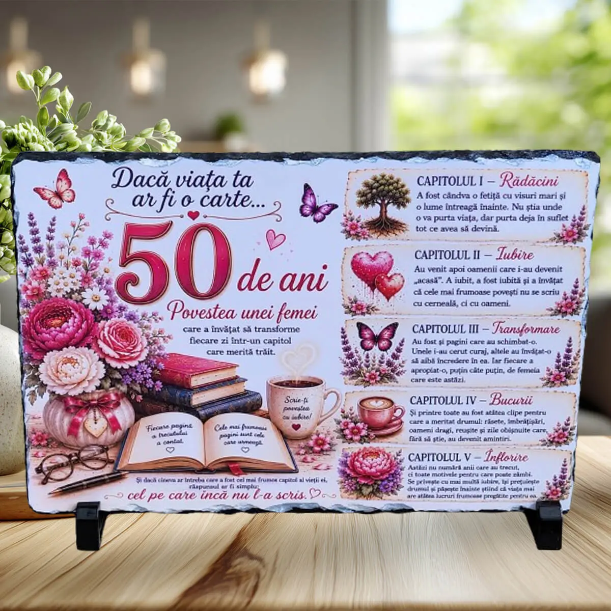 Noutăți și produse recent adăugate - Placă din ardezie "50 ani - Povestea unei vieți", 19 × 29 cm - imagine principală