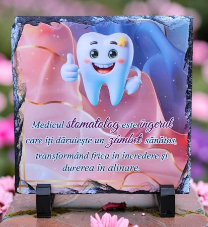 Noutati - Placa decorativa din ardezie – mesaj pentru stomatolog