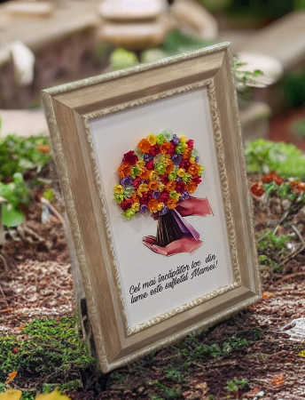 Tablouri personalizate - Rama foto cu flori uscate si mesaj pentru mama