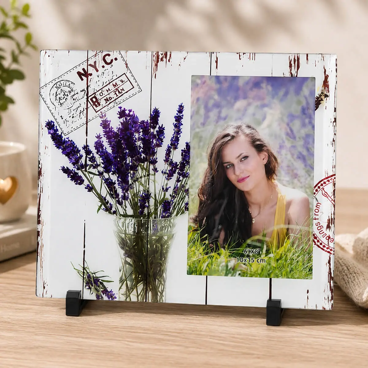 Decorațiuni pentru casă - Ramă foto din sticlă Lavanda Vintage BlumaCons, 17 × 22 cm