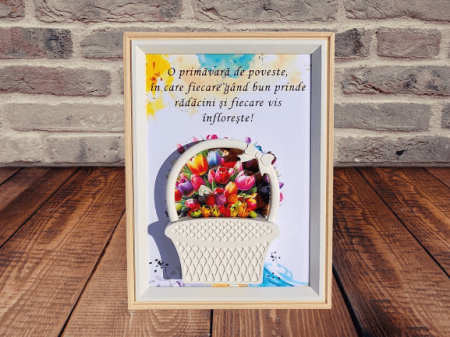 Noutati - Ramă foto handmade cu coșuleț ceramic și flori uscate