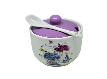 Idei de cadouri - Recipient din ceramica cu capac si lingurita–Design Beautiful Spring