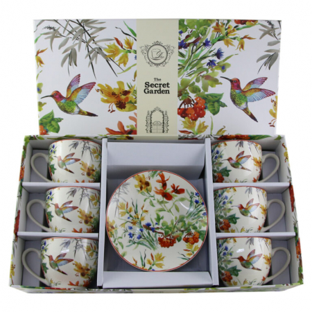 Decoratiuni casa - Set 6 cesti cu farfurii din portelan 280 ml „Linnea”