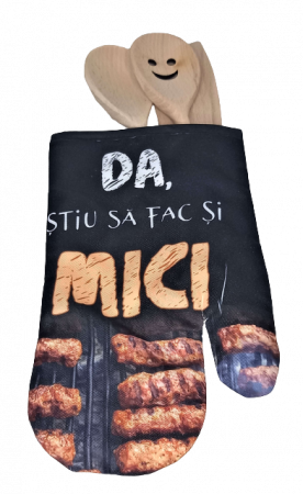 Cadouri pentru femei - Set bucatarie manusa cu ustensile- mesaj haios