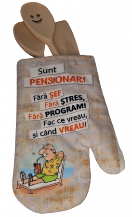Noutati - Set bucatarie manusa cu ustensile- mesaj pt pensionari