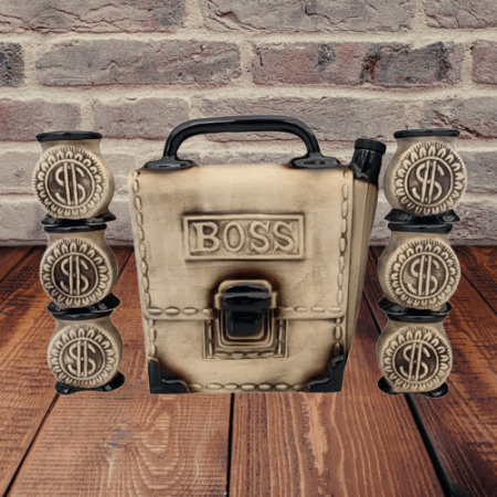 Cadouri pentru barbati - Set din Ceramica, Sticla in Forma de Borseta+6 Pahare