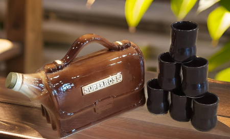 Craciun - Set din Ceramica, Sticla in Forma de Geanta+6 Pahare