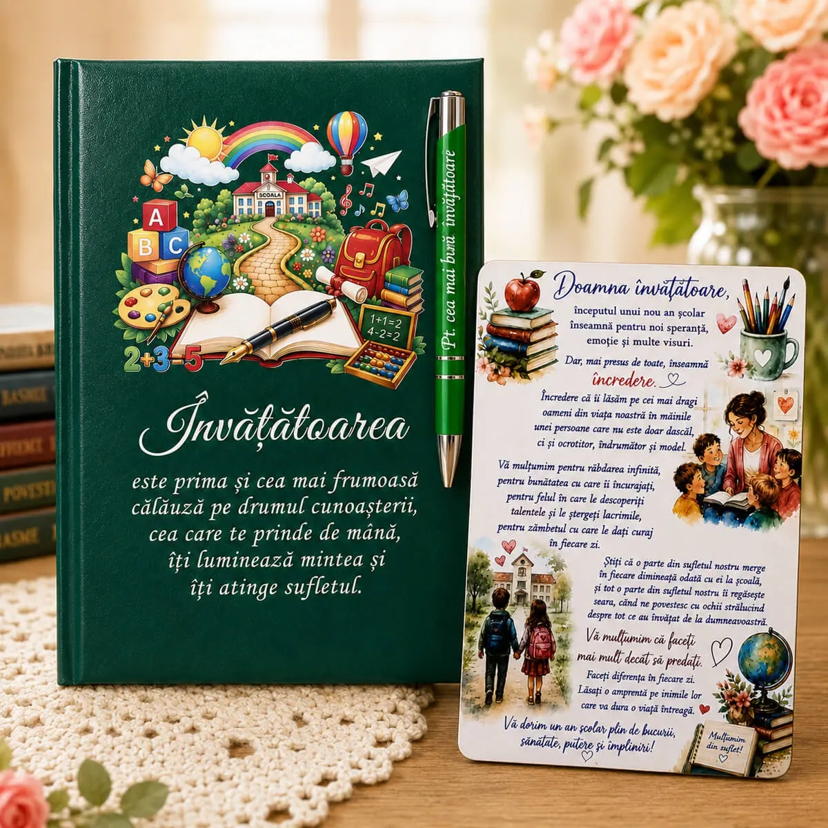 Noutăți și produse recent adăugate - Set Personalizat Cadou pentru Doamna Invatatoare – Agenda A5 + Pix personalizat+Magnet cu Mesaj de la Parinti