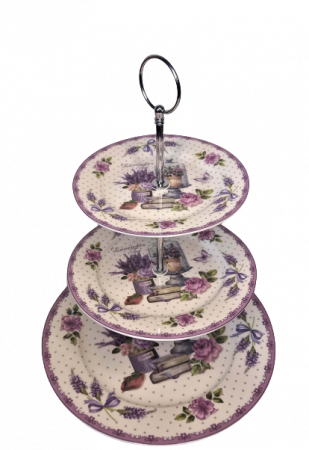 Suport prajituri din ceramica 3 etaje lavanda [0]