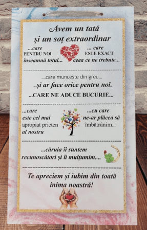 Tablouri personalizate - Tablou cu mesaj " Avem un tata si un sot extraordinar"