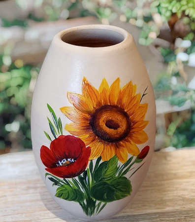 Cadouri pentru femei - Vaza din ceramica, Inaltime 16 cm, Pictata manual- model 35