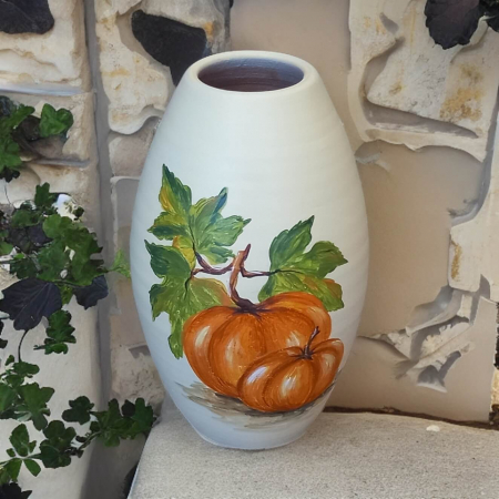 Cadouri pentru femei - Vaza din ceramica, Inaltime 21 cm, Pictata manual-25