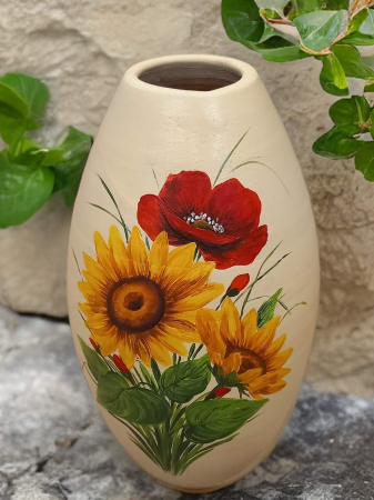 Decoratiuni din ceramica si sticla - Vaza din ceramica, Inaltime 28 cm, Pictata manual- model 33
