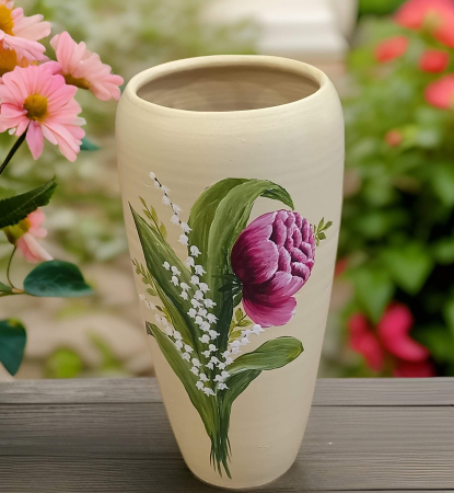 Decoratiuni din ceramica si sticla - Vaza din ceramica, Inaltime 28 cm, Pictata manual- model 34